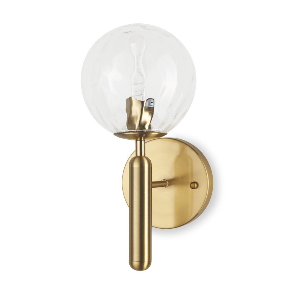 Britton Gold Metal w/ Clear Glass Globe 1-Light Wall Sconce. Picture 1