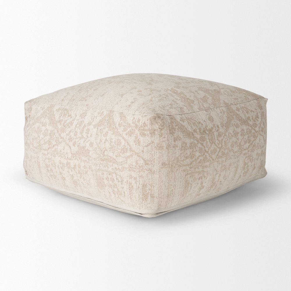 Khloe Large Cream Pouf. Picture 3
