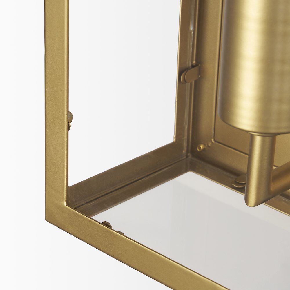Cairn Brushed Gold Metal w/ Glass 1-Light Wall Sconce. Picture 4
