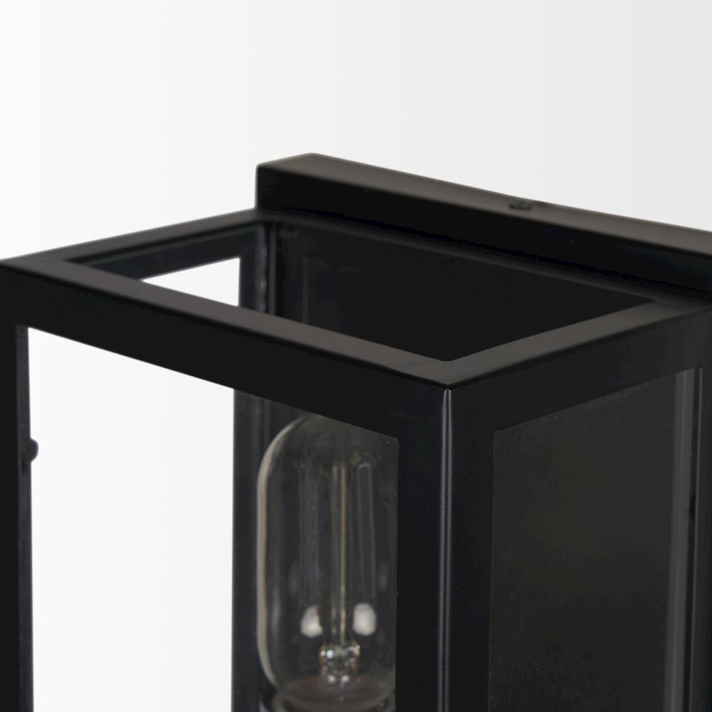 Cairn Matte Black Metal w/ Glass 1-Light Wall Sconce. Picture 3