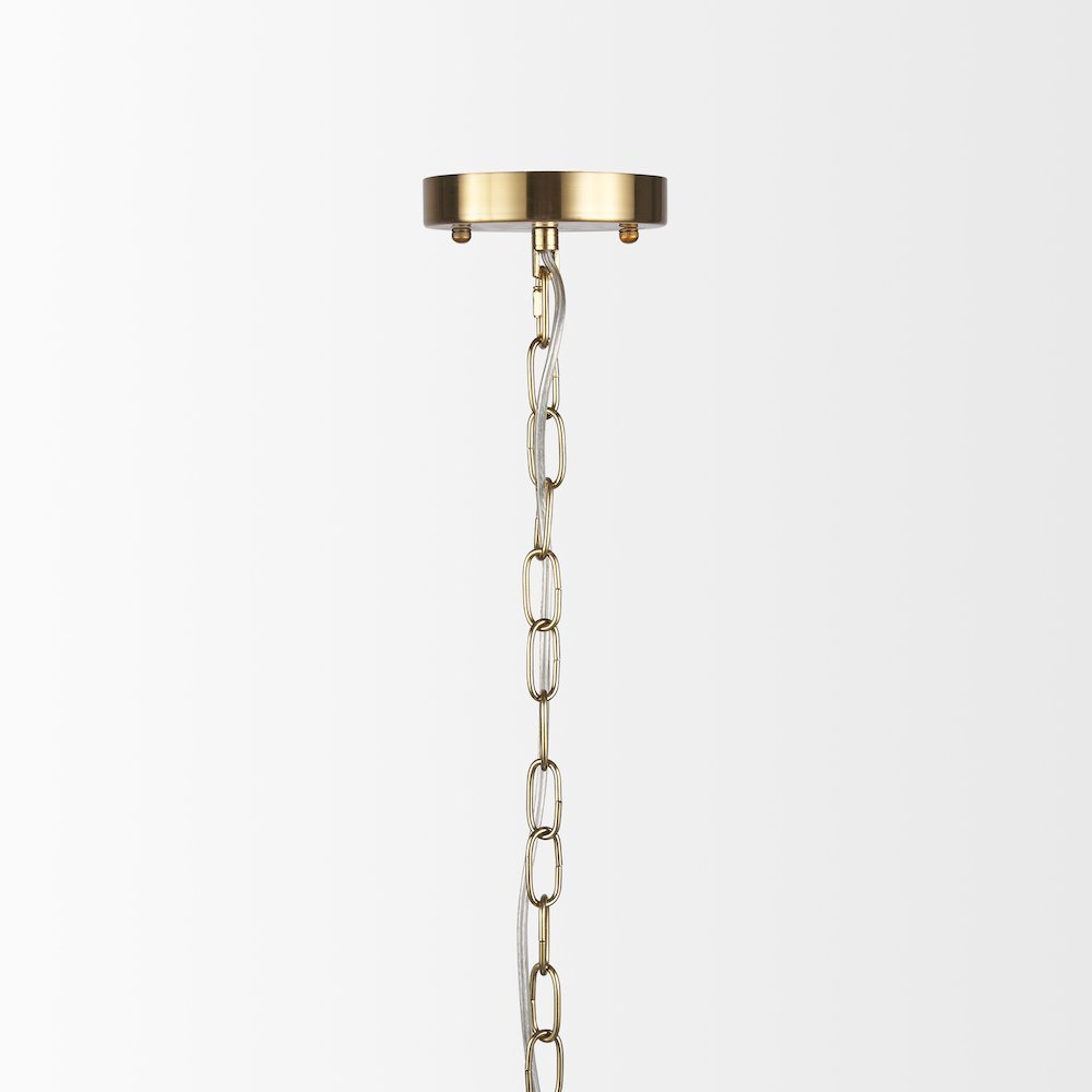 Britton Gold Metal w/ Clear Glass Globes 6-Light Chandelier. Picture 5