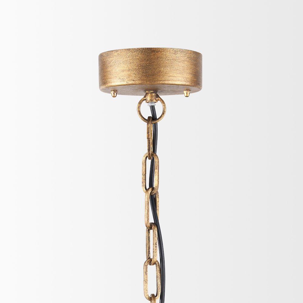 Rhone Gold Metal and Wood Beaded Chandelier. Picture 2