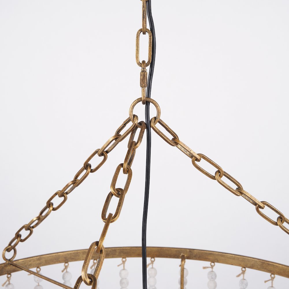 Rhone Gold Metal and Wood Beaded Chandelier. Picture 4
