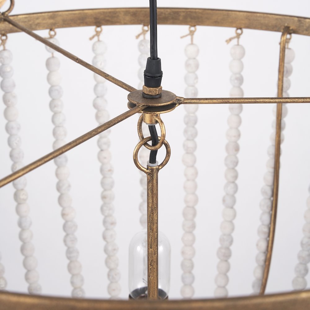 Rhone Gold Metal and Wood Beaded Chandelier. Picture 5