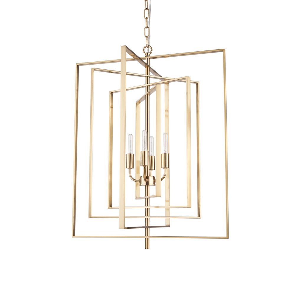 Colleen Antiqued Gold Metal 4-Light Chandelier. Picture 1