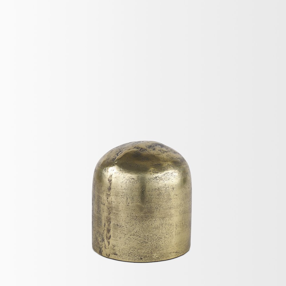 Quonset Short Brass Finished Aluminum Metal Ornament. Picture 2