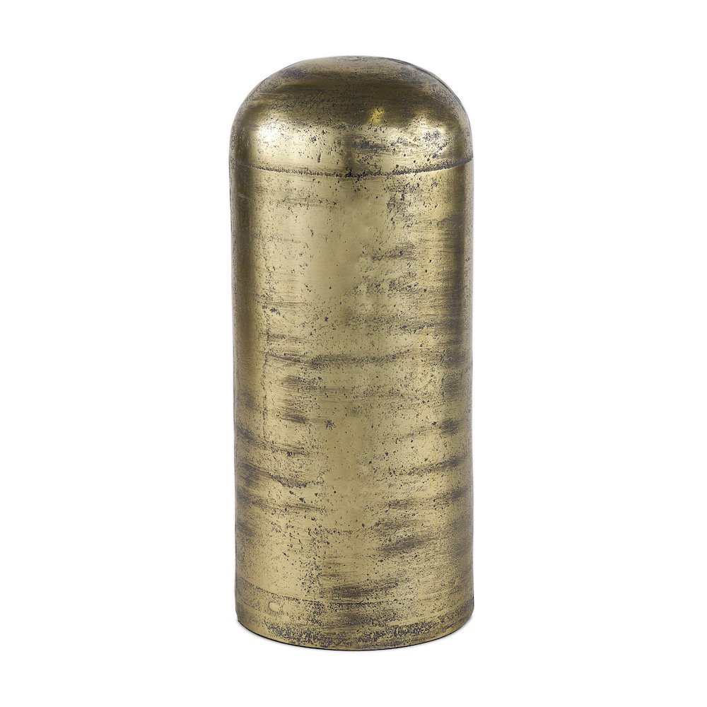 Quonset Extra Tall Brass Finished Aluminum Metal Pillar Object. Picture 1