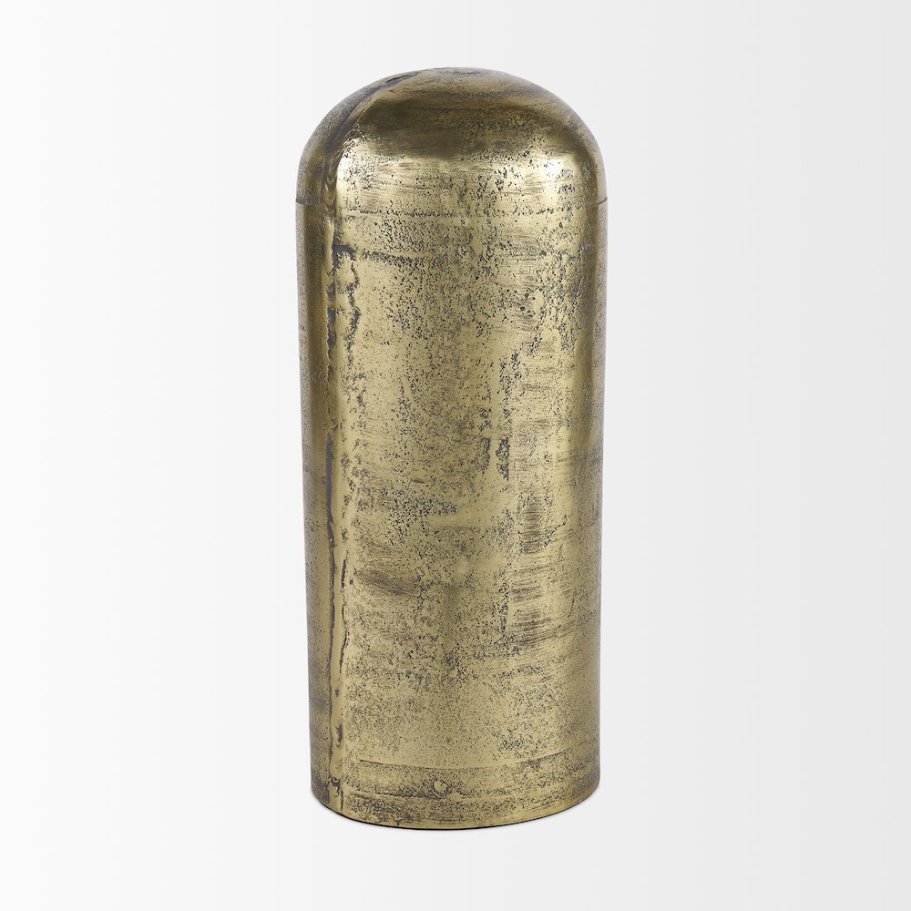 Quonset Extra Tall Brass Finished Aluminum Metal Pillar Object. Picture 2