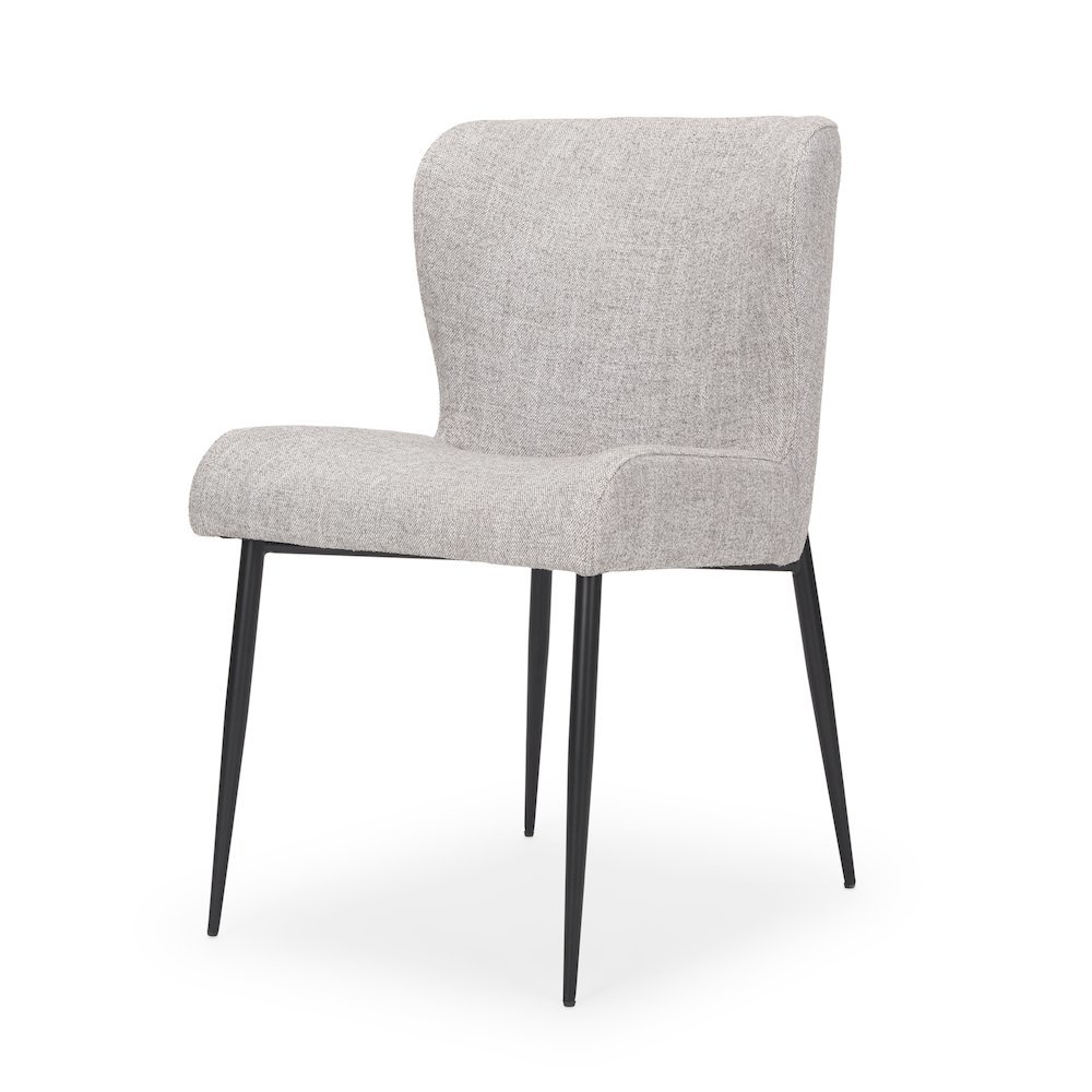 Hartt Dining Chair W/ Matte Black Metal Frame and Gray Fabric. Picture 1