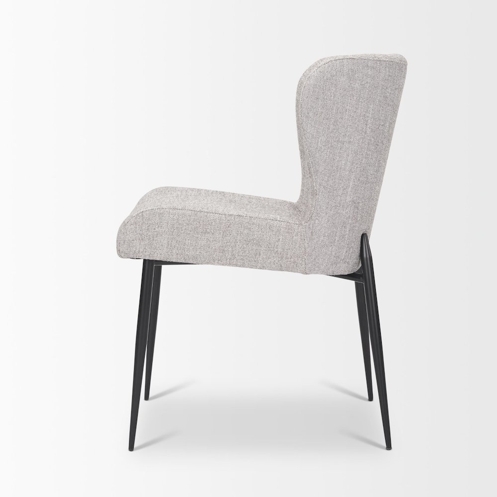 Hartt Dining Chair W/ Matte Black Metal Frame and Gray Fabric. Picture 3