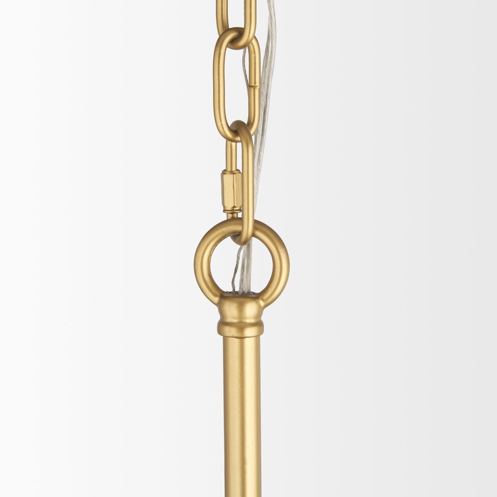 Barbara Brushed Gold Metal w/ Frosted Glass Globes  18-Light Chandelier. Picture 5