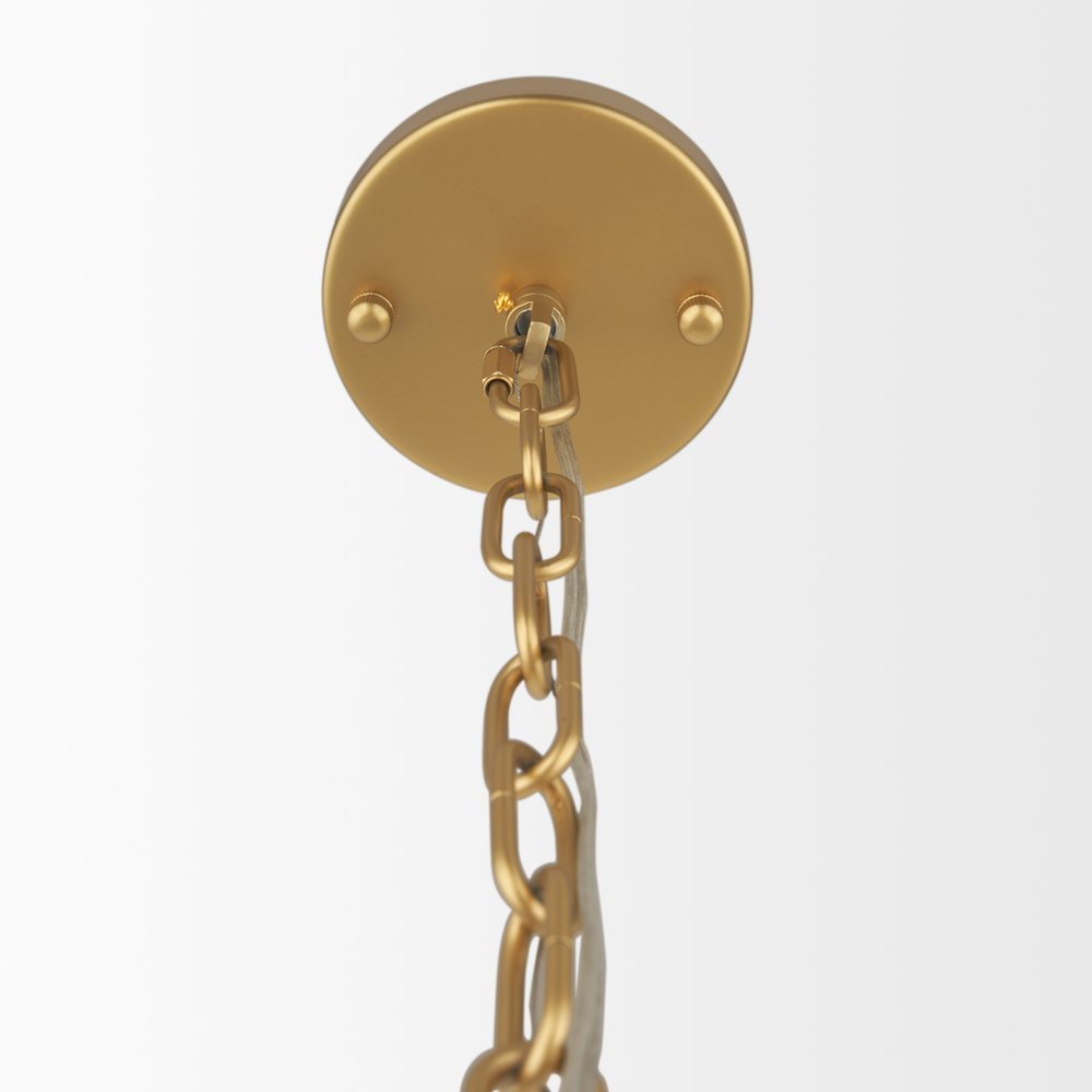 Barbara Brushed Gold Metal w/ Frosted Glass Globes 11-Light Chandelier. Picture 4
