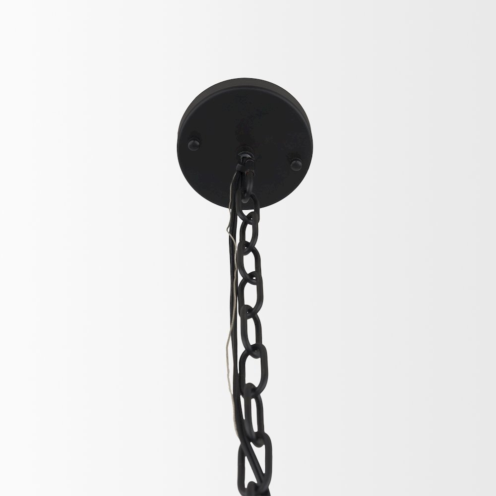 Barbara Matte Black Metal w/ Frosted Glass Globes 18-Light Chandelier. Picture 4