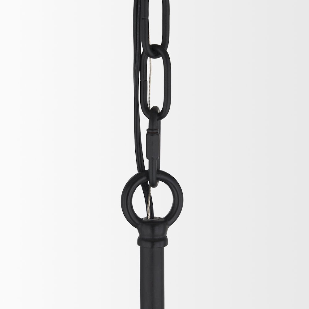 Barbara Matte Black Metal w/ Frosted Glass Globes 18-Light Chandelier. Picture 5