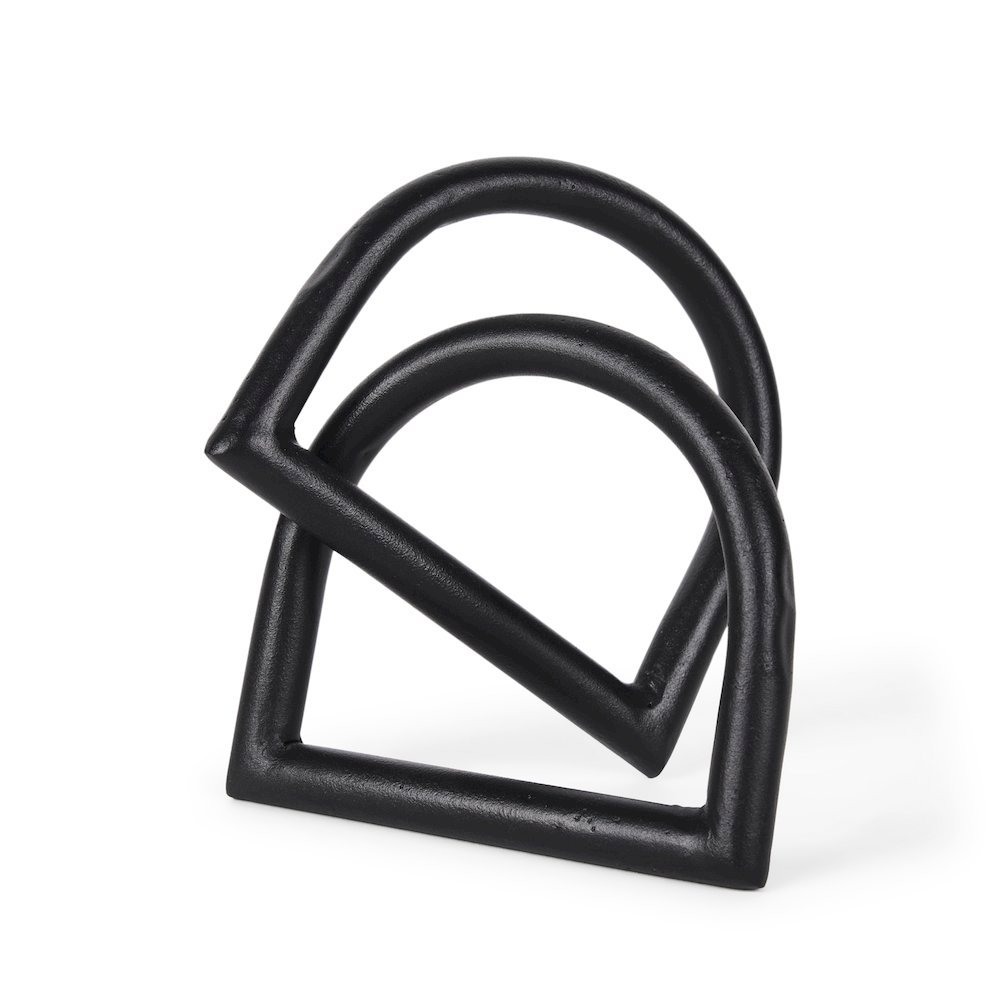 Locke Large Matte Black Metal Decorative Object. Picture 1