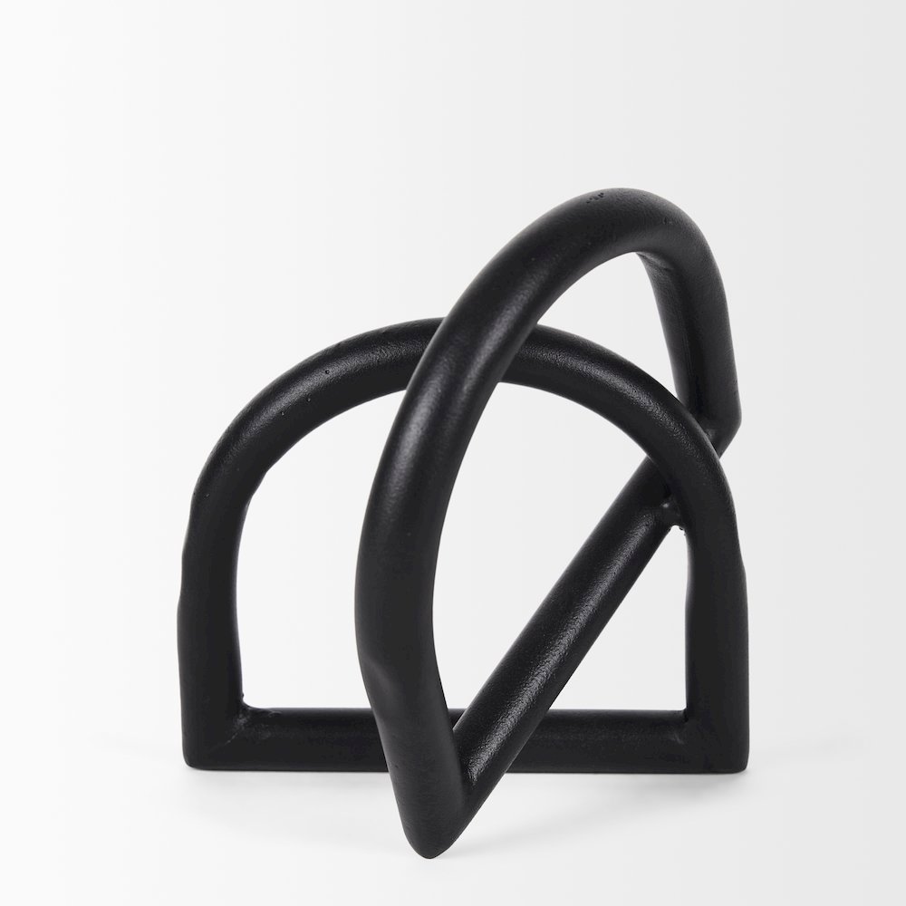 Locke Large Matte Black Metal Decorative Object. Picture 3