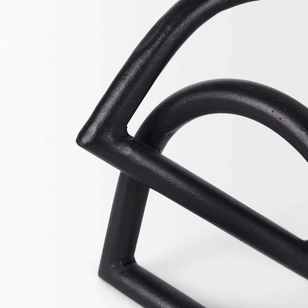 Locke Large Matte Black Metal Decorative Object. Picture 4