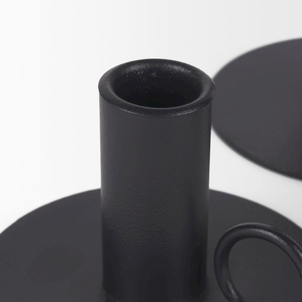 Noir Matte Black Metal Candle Holders (Set of 3). Picture 4