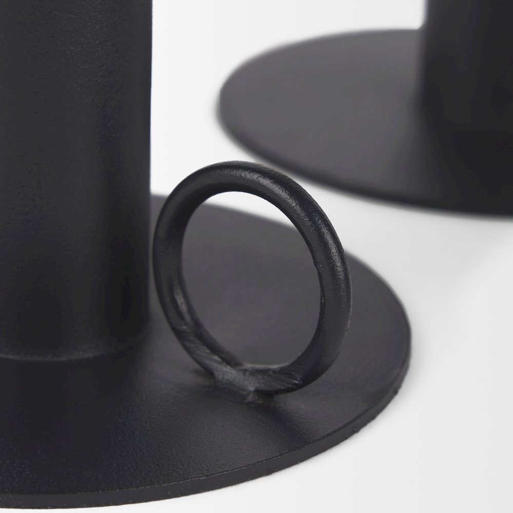 Noir Matte Black Metal Candle Holders (Set of 3). Picture 5