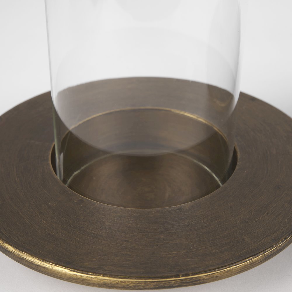 Vivian Gold Metal and Glass Hurricane Candle Holder (Set of 2). Picture 5