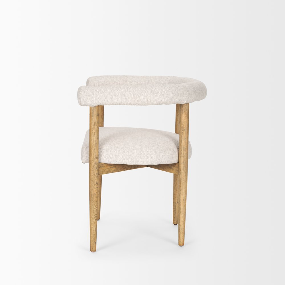 Arden Dining Chair w/ Medium Brown Wood and Cream Twill Fabric. Picture 2