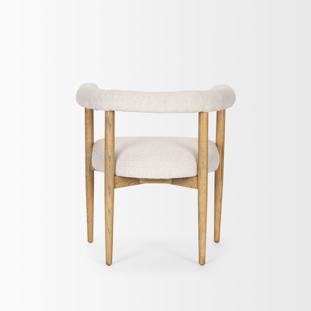 Arden Dining Chair w/ Medium Brown Wood and Cream Twill Fabric. Picture 3