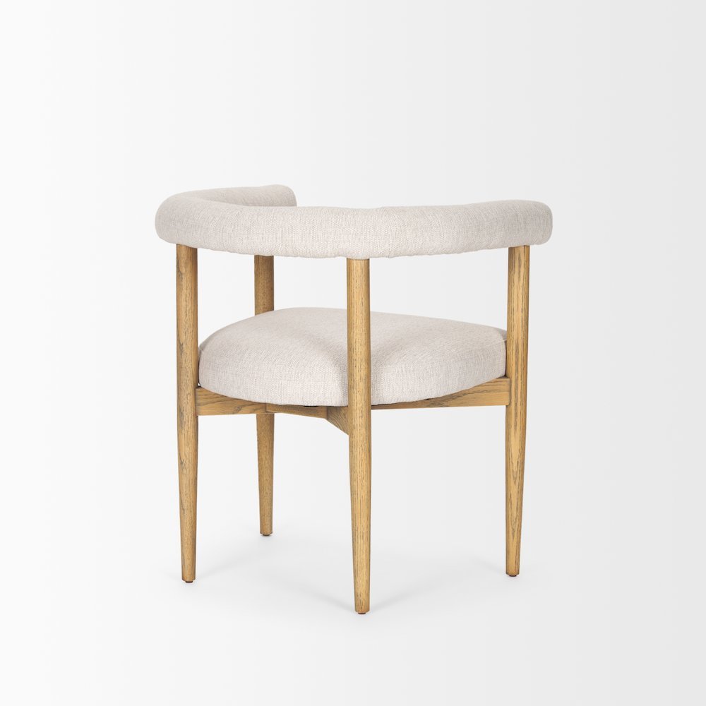 Arden Dining Chair w/ Medium Brown Wood and Cream Twill Fabric. Picture 4