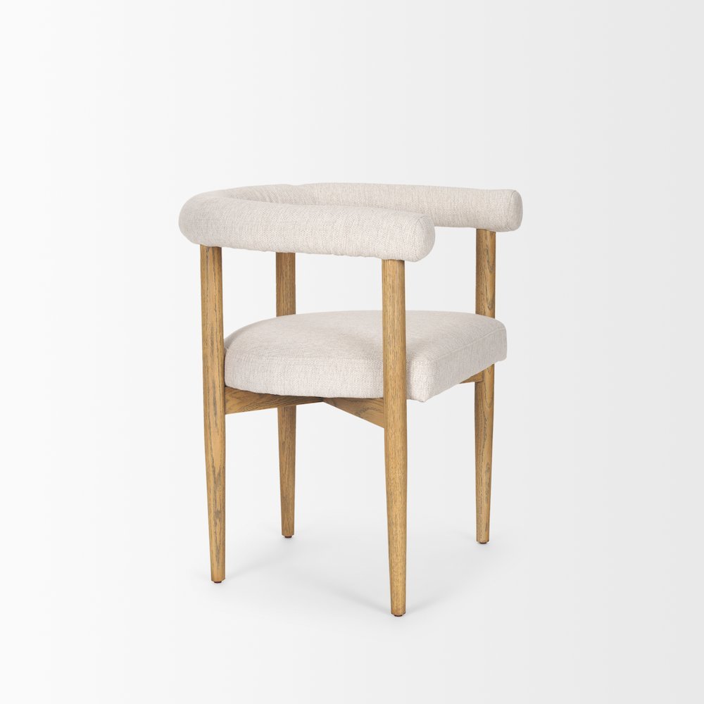 Arden Dining Chair w/ Medium Brown Wood and Cream Twill Fabric. Picture 5