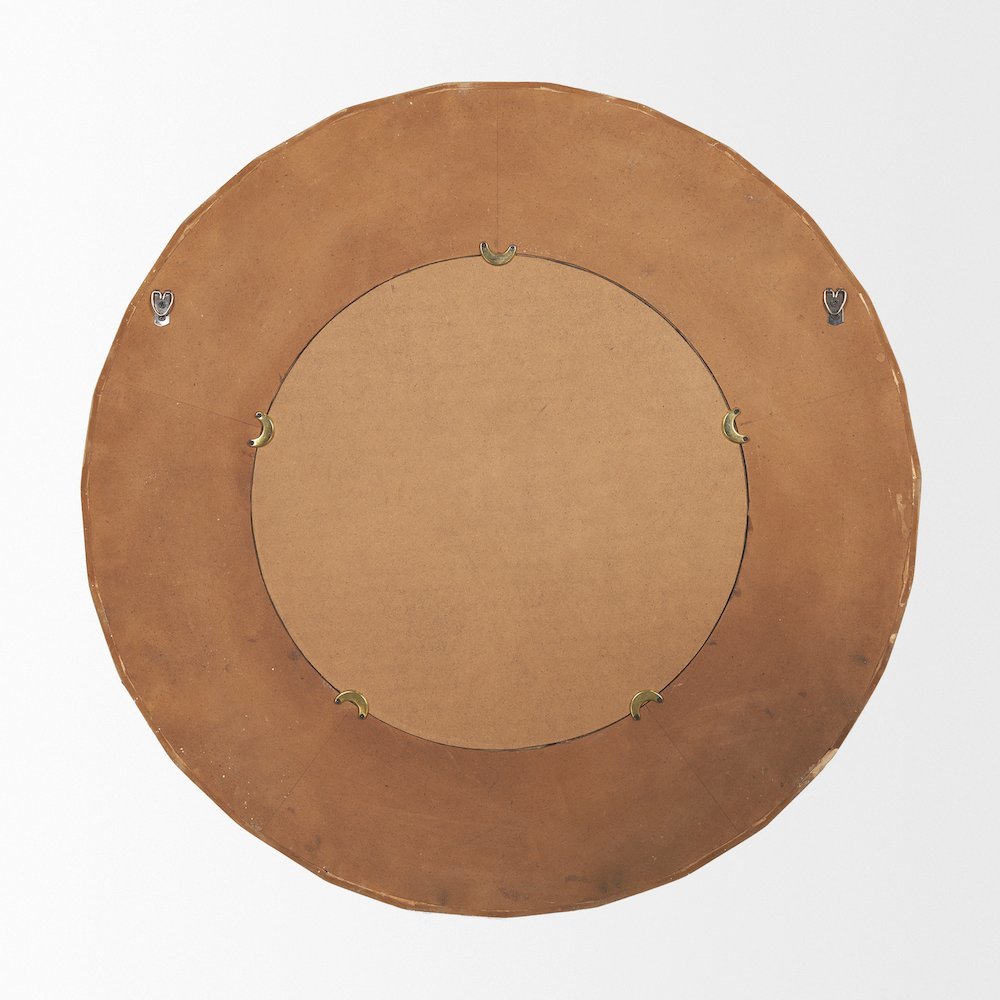 Ranela Light Brown Beaded Wooden Wall Mirror. Picture 3