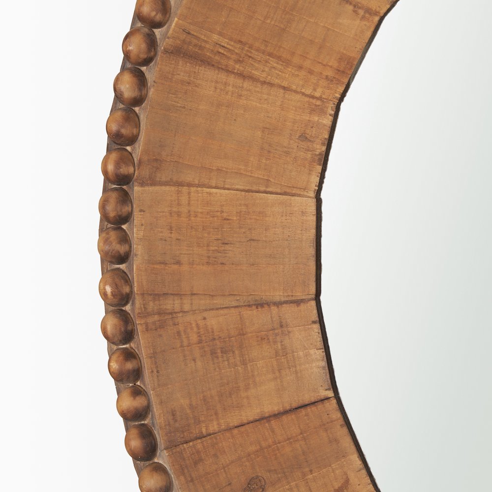 Ranela Light Brown Beaded Wooden Wall Mirror. Picture 5