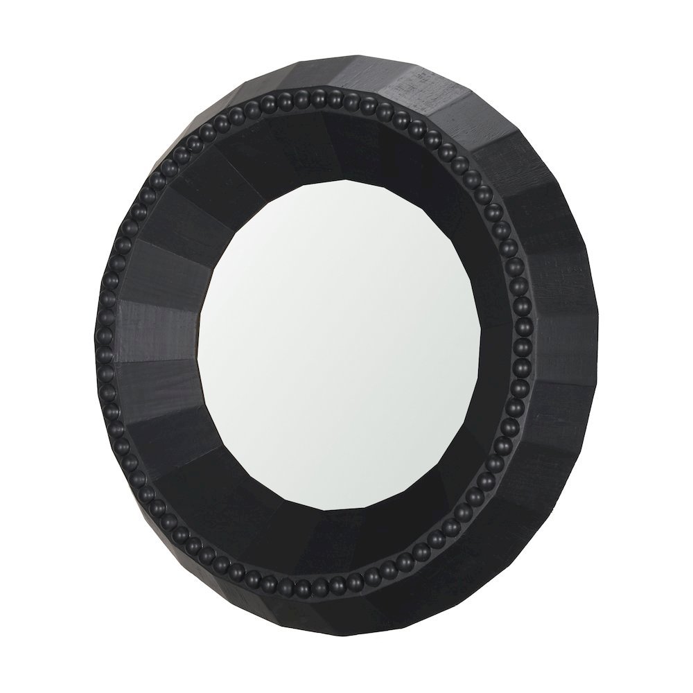 Ranela Black Beaded Wooden Wall Mirror. Picture 1