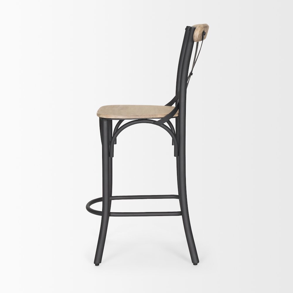 Etienne Light Brown Wood w/ Iron Metal Counter Stool. Picture 2
