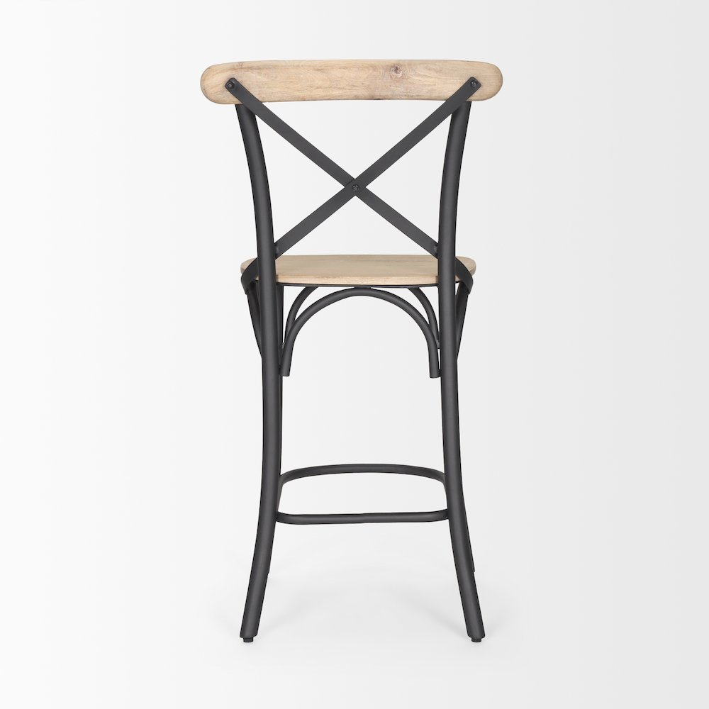 Etienne Light Brown Wood w/ Iron Metal Counter Stool. Picture 3