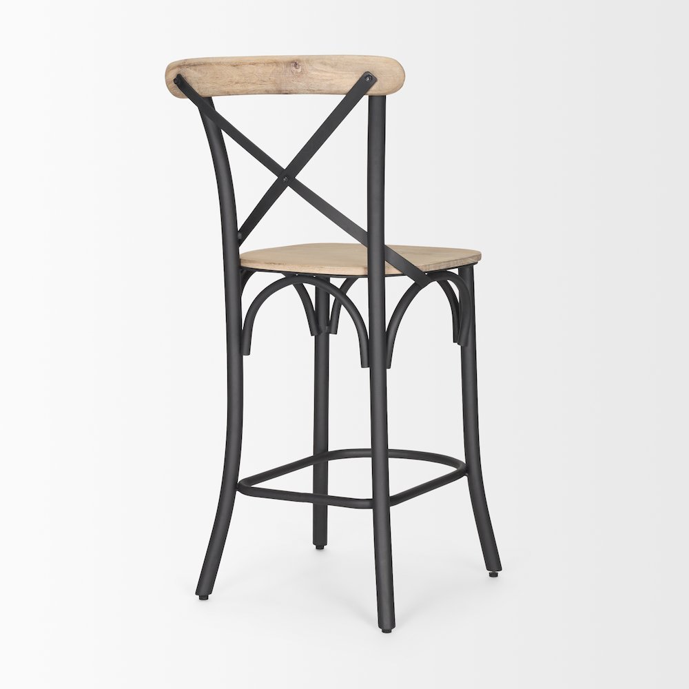 Etienne Light Brown Wood w/ Iron Metal Counter Stool. Picture 4