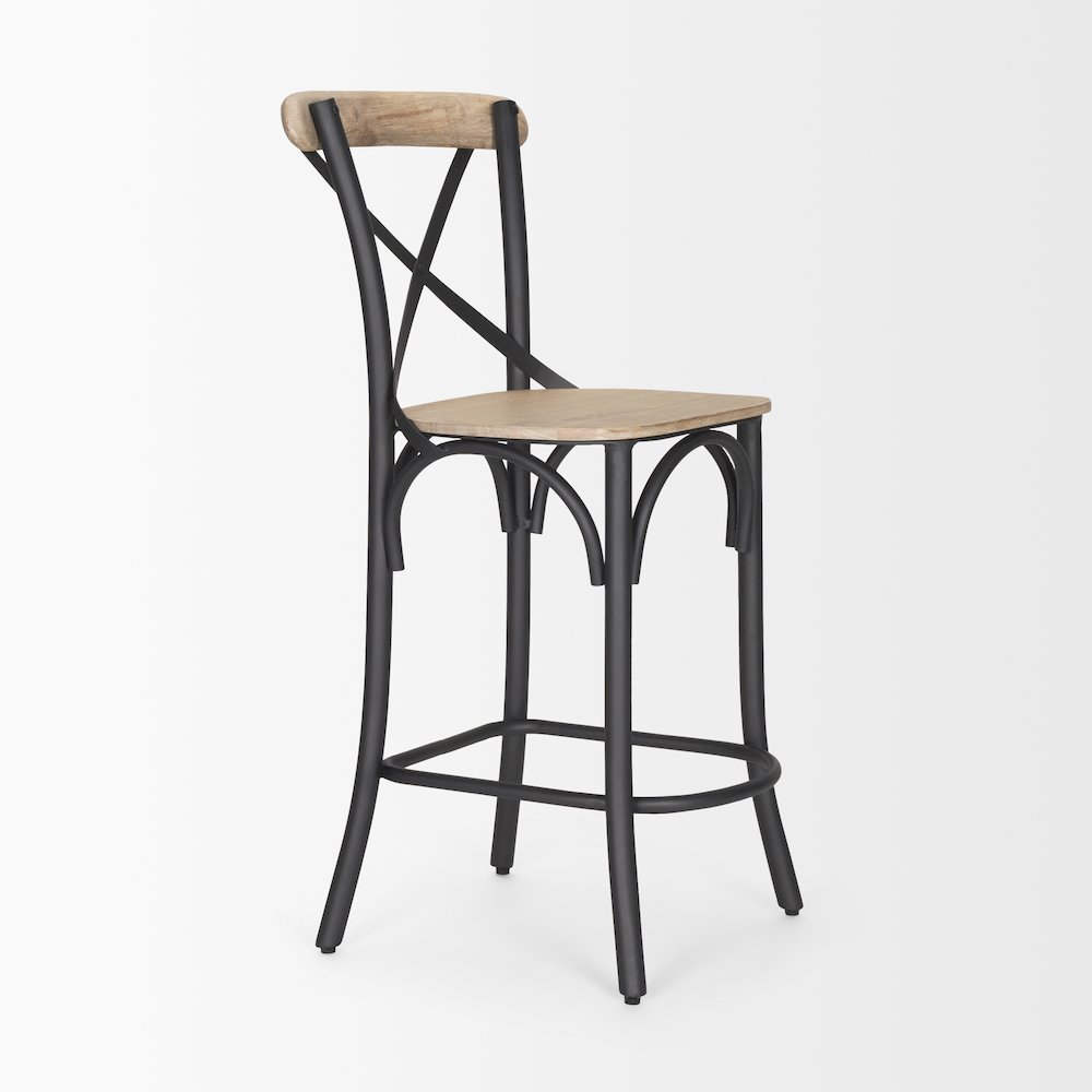 Etienne Light Brown Wood w/ Iron Metal Counter Stool. Picture 5