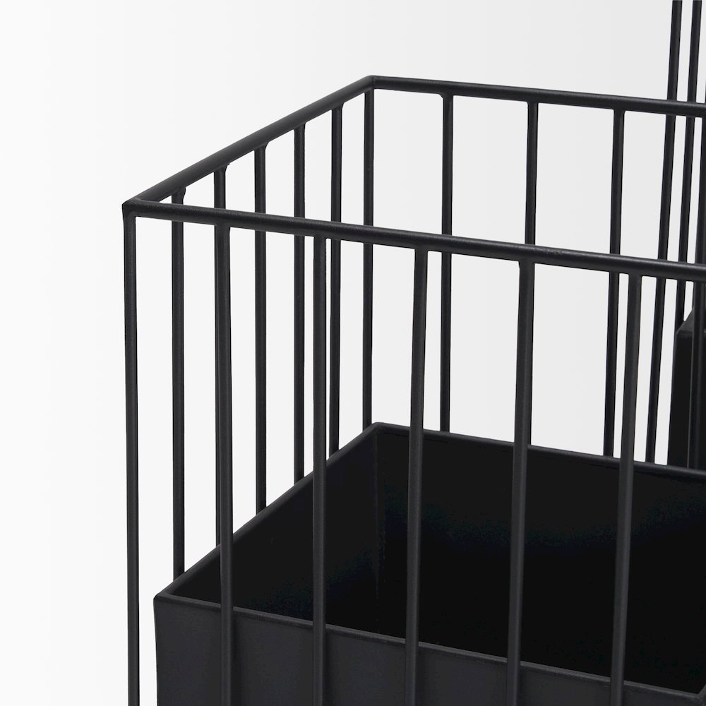 Verna Matte Black Wire Cage Metal Planters (Set of 2). Picture 5