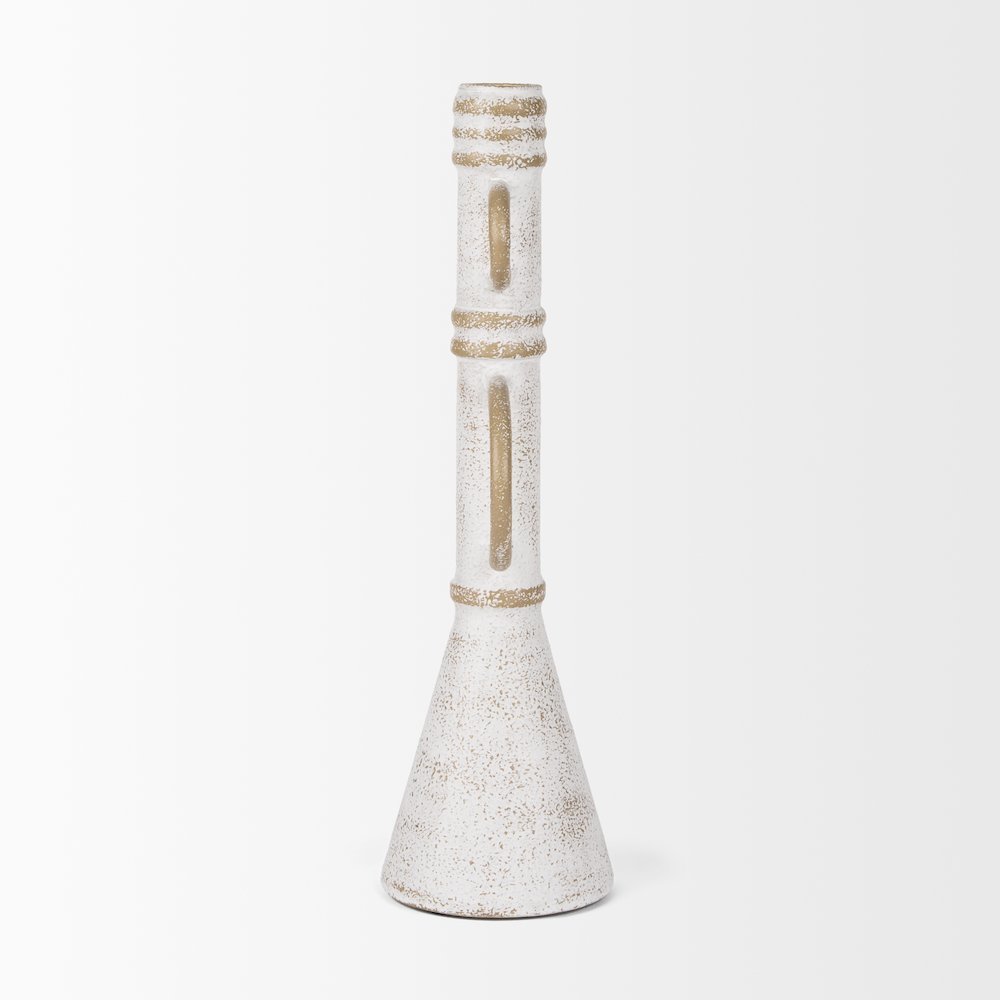 Ziva Large Distressed White Metal Sculptural Object. Picture 2