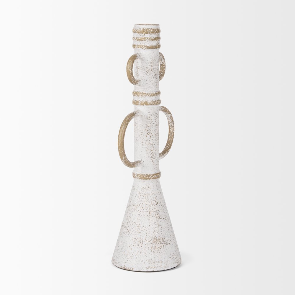 Ziva Large Distressed White Metal Sculptural Object. Picture 3