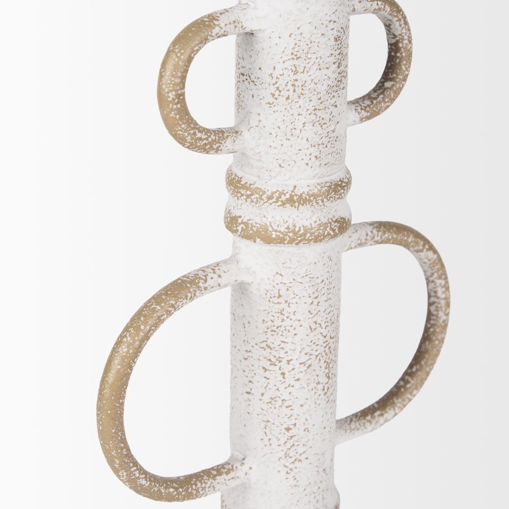 Ziva Large Distressed White Metal Sculptural Object. Picture 5