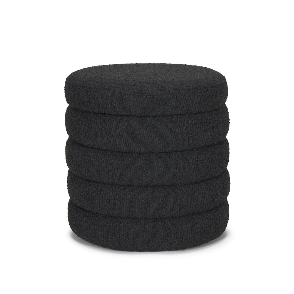 Elise Black Boucle Upholstered Storage Ottoman. Picture 1