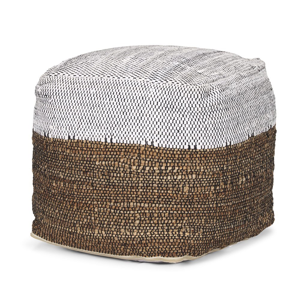 Samiya Jute w/ White Cotton Pouf. Picture 1