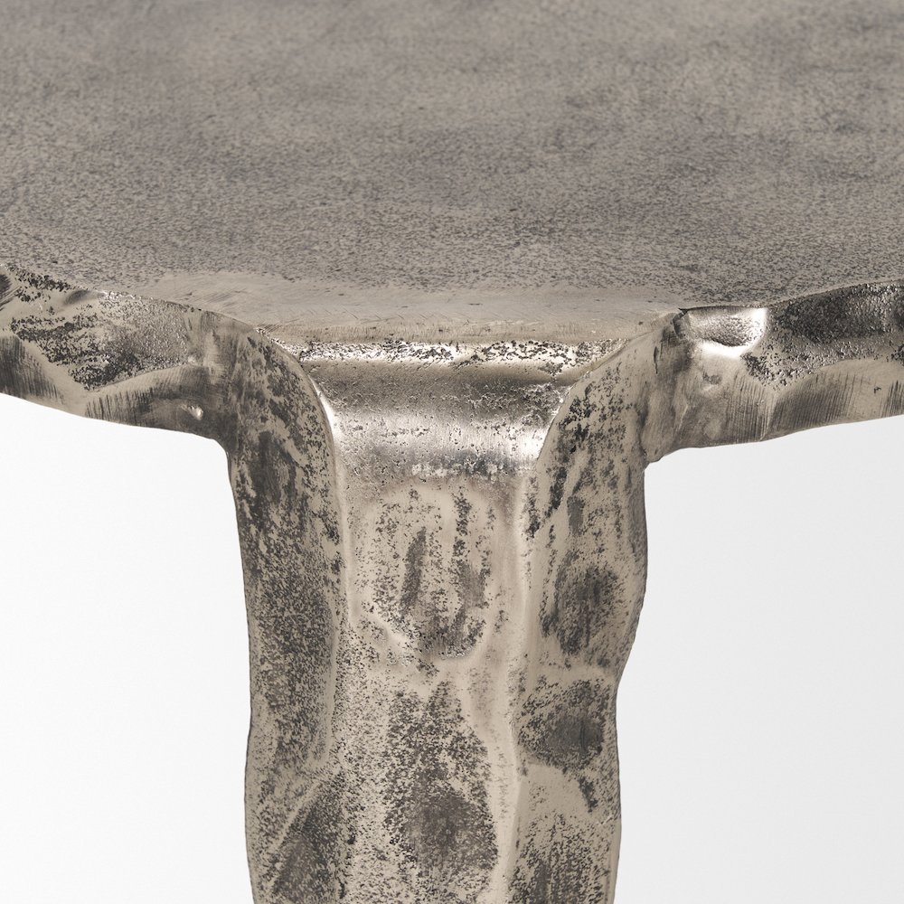Randy Textured Silver Nickel Cast Aluminum Metal Accent Table. Picture 3