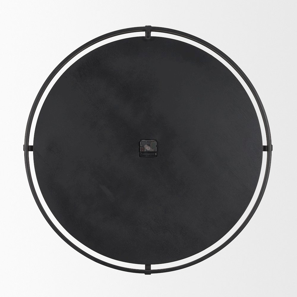 Rani Matte Black Metal w/ Wood Wall Clock. Picture 3