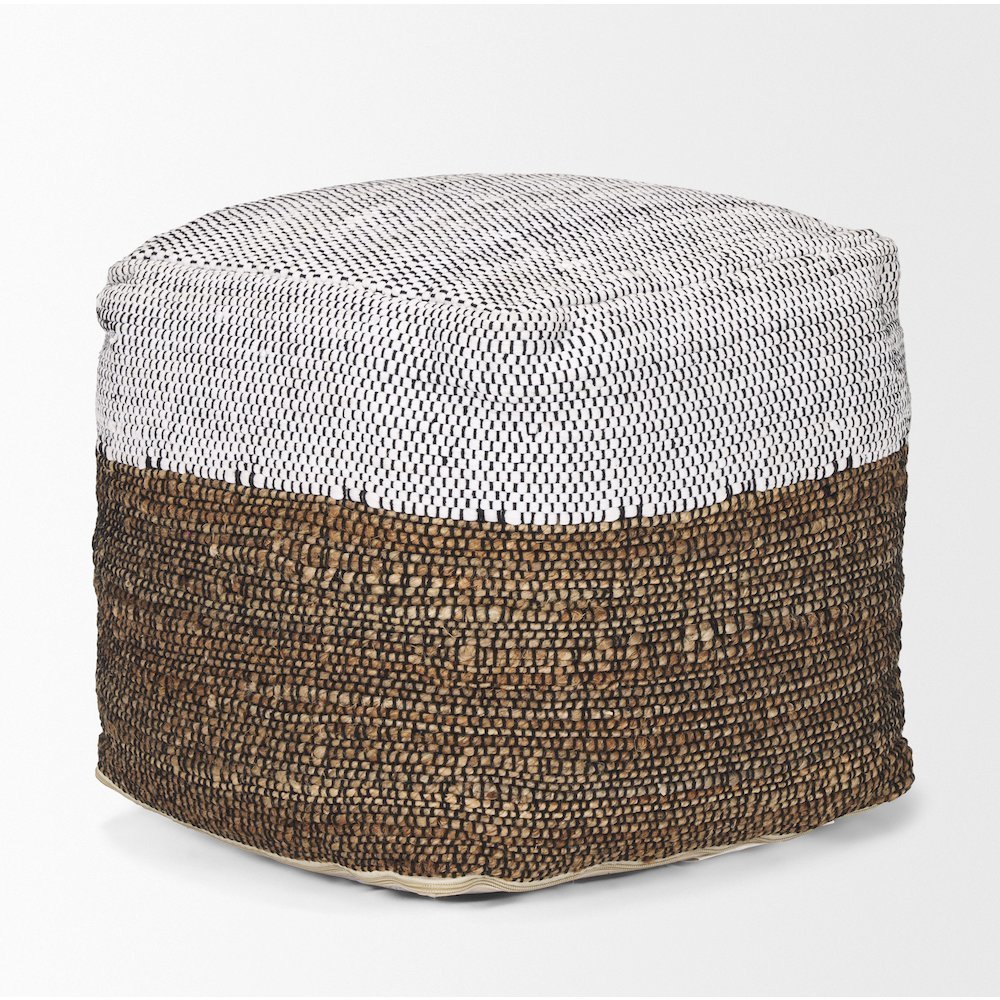 Samiya Jute w/ White Cotton Pouf. Picture 2