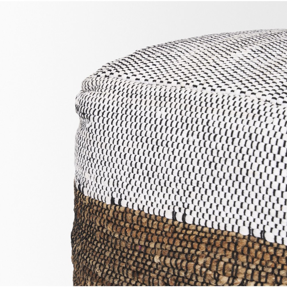 Samiya Jute w/ White Cotton Pouf. Picture 3