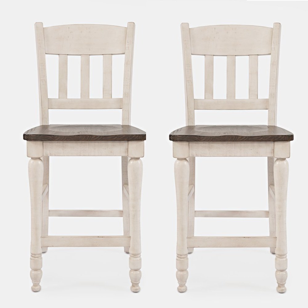 Madison County Rustic Reclaimed Pine Farmhouse Slatback Counter Stool (Set of 2). Picture 1