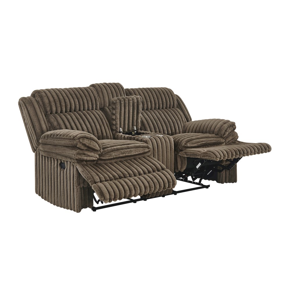 Ardello Manual Reclining Loveseat with Wide-Wale Corduroy, Storage Console. Picture 11