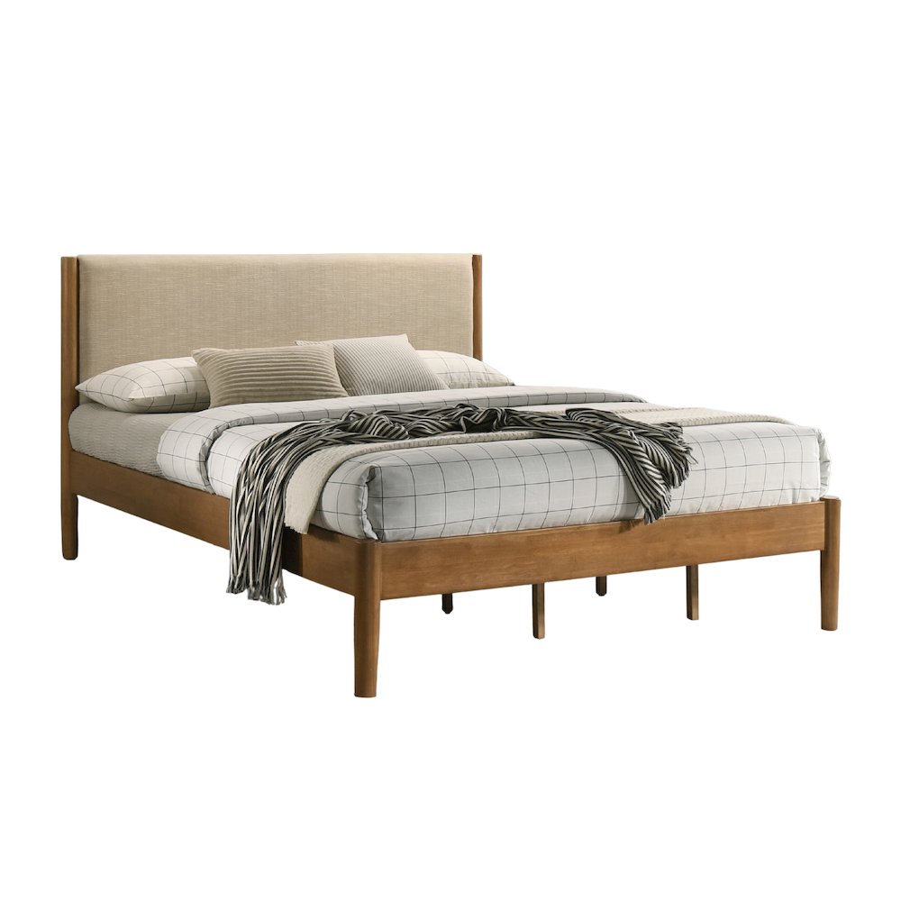 Vichy Rubberwood Platform Bed in Light Walnut, King. Picture 1