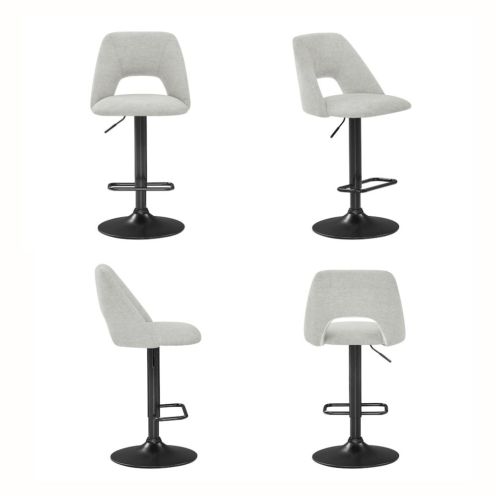 Nuvia Contemporary Adjustable Barstool with Upholstered Swivel Seats, Set of 2. Picture 14