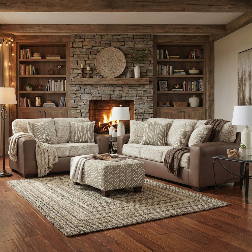 Marvella 4-Piece Living Room Set, Chocolate Faux Leather. Picture 7